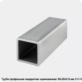 Изображение товара Труба профильная квадратная оцинкованная 30х30х0.9 мм Ст1-3 (тонна)