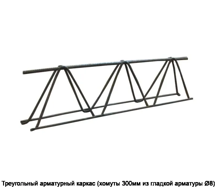 Треугольный арматурный каркас (хомуты 300мм из гладкой арматуры Ø8)