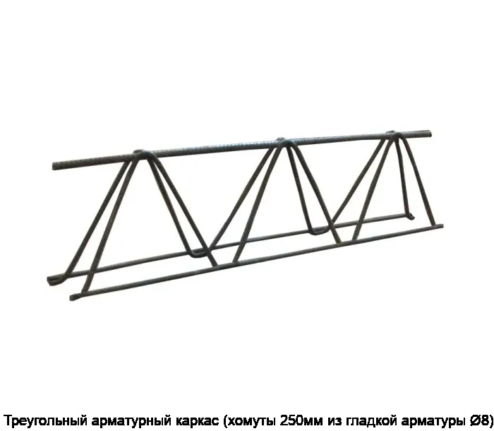 Треугольный арматурный каркас (хомуты 250мм из гладкой арматуры Ø8)