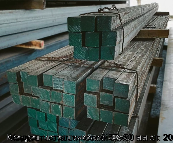 Изображение товара Квадрат металлический 50х50 мм ст. 20 (тонна)