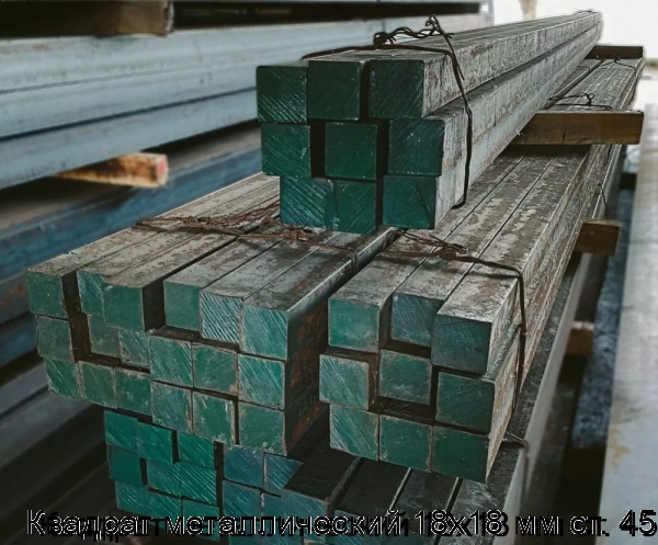 Изображение товара Квадрат металлический 18х18 мм ст. 45 (тонна)