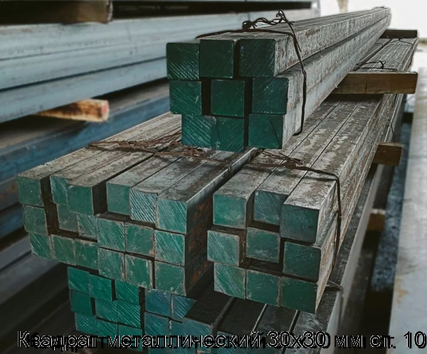 Изображение товара Квадрат металлический 30х30 мм ст. 10 (тонна)