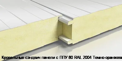 Кровельные сэндвич панели с ППУ 80 RAL 2004 Темно-оранжевый
