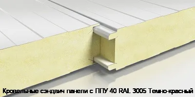 Кровельные сэндвич панели с ППУ 40 RAL 3005 Темно-красный