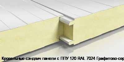 Кровельные сэндвич панели с ППУ 120 RAL 7024 Графитово-серый