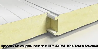 Кровельные сэндвич панели с ППУ 40 RAL 1014 Темно-бежевый