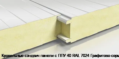 Кровельные сэндвич панели с ППУ 40 RAL 7024 Графитово-серый