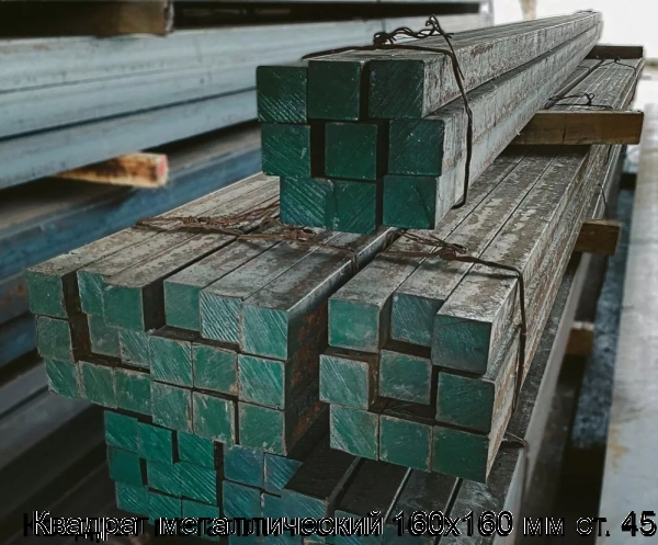 Изображение товара Квадрат металлический 160х160 мм ст. 45 (тонна)