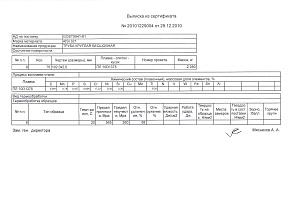 Сертификат не нержавеющие трубы AISI 321 102х2,0