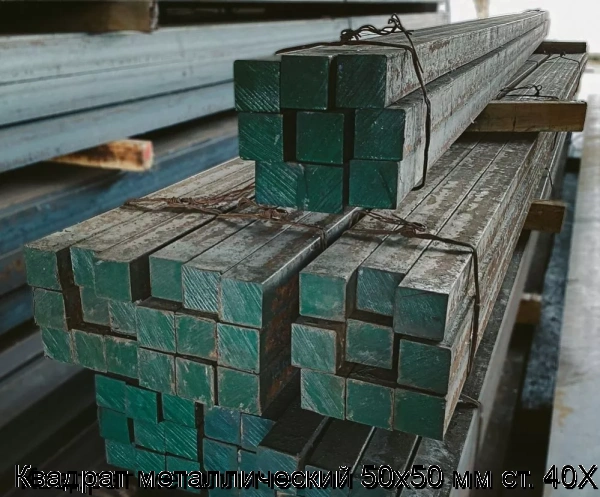 Изображение товара Квадрат металлический 50х50 мм ст. 40Х (тонна)