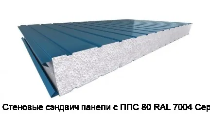 Стеновые сэндвич панели с ППС 80 RAL 7004 Серый