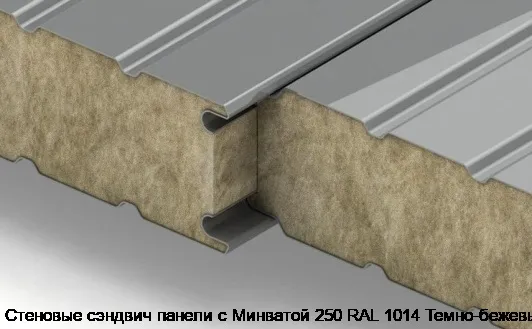 Стеновые сэндвич панели с Минватой 250 RAL 1014 Темно-бежевый
